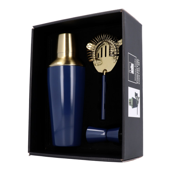 Zestaw Barmański Premium 3 Elementowy - Granatowo/Złoty