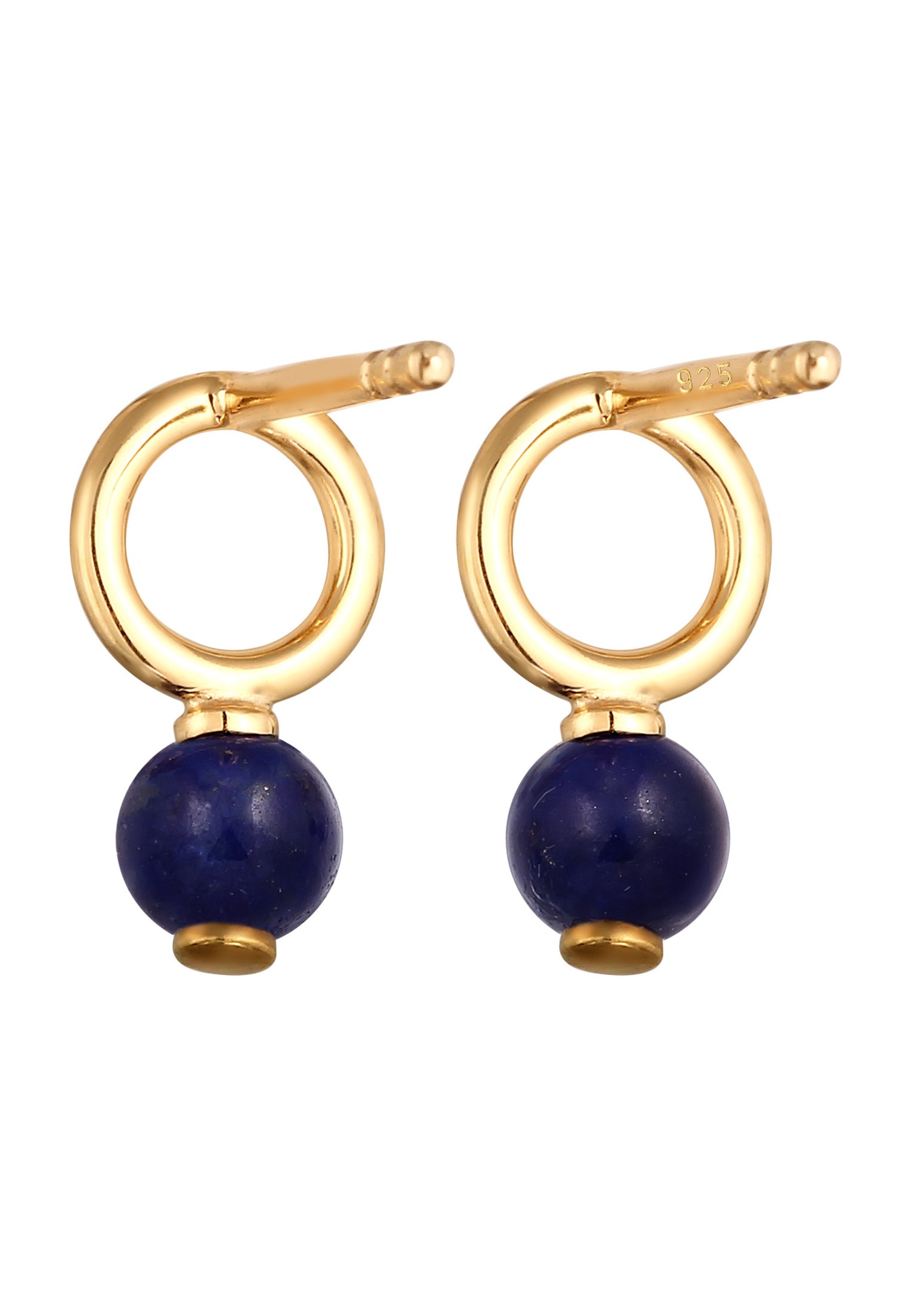 Elli Elli Boucle d'oreille avec Pierre Femmes Rond Lapis Lazuli Bleu Argent Sterling 925 Tenue de soirée