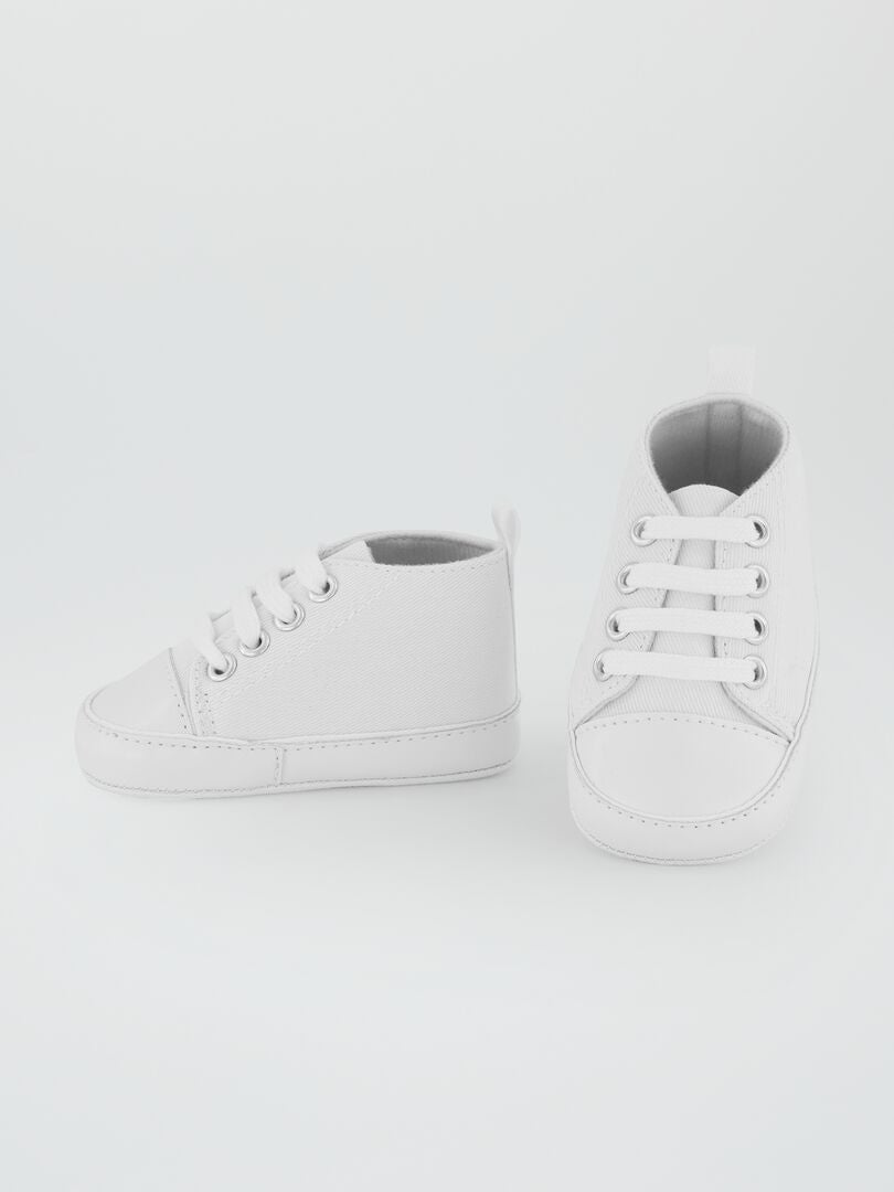 Hoge canvas sneakers - wit