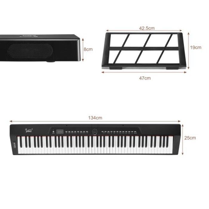 ALIGHTUP - 88 touches clavier pour piano avec Support de Piano,Casque, Sac de Transport,Piano numérique  - Noir