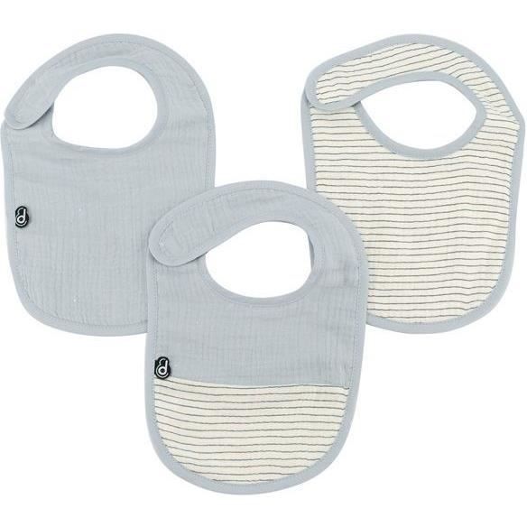 Set of 3 bibs - DOMIVA - 0-6 months - Cotton gauze - Vintage blue