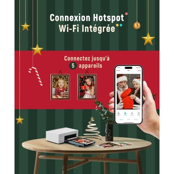 Liene Portable Photo Printer with Rechargeable Battery, WiFi Photo Printer with 20 10x15cm Papers for Travel/Home, Printing