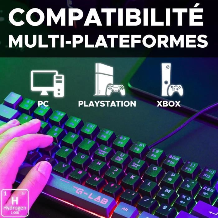 Teclado Gamer - The G-Lab - KEYZ HYDROGEN - Tamanho Compacto 60% - Retroiluminado - Com Fio - Preto/Cinza