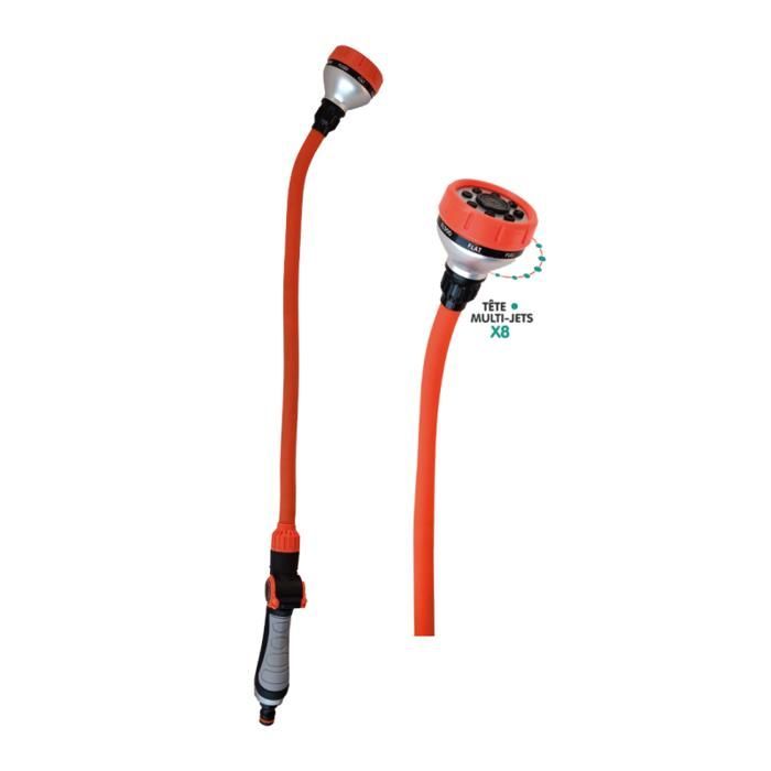 VENTEO - Lanza de riego flexible multiposición | Pistola pulverizadora multichorro, conector de manguera universal, regulador de caudal | Net