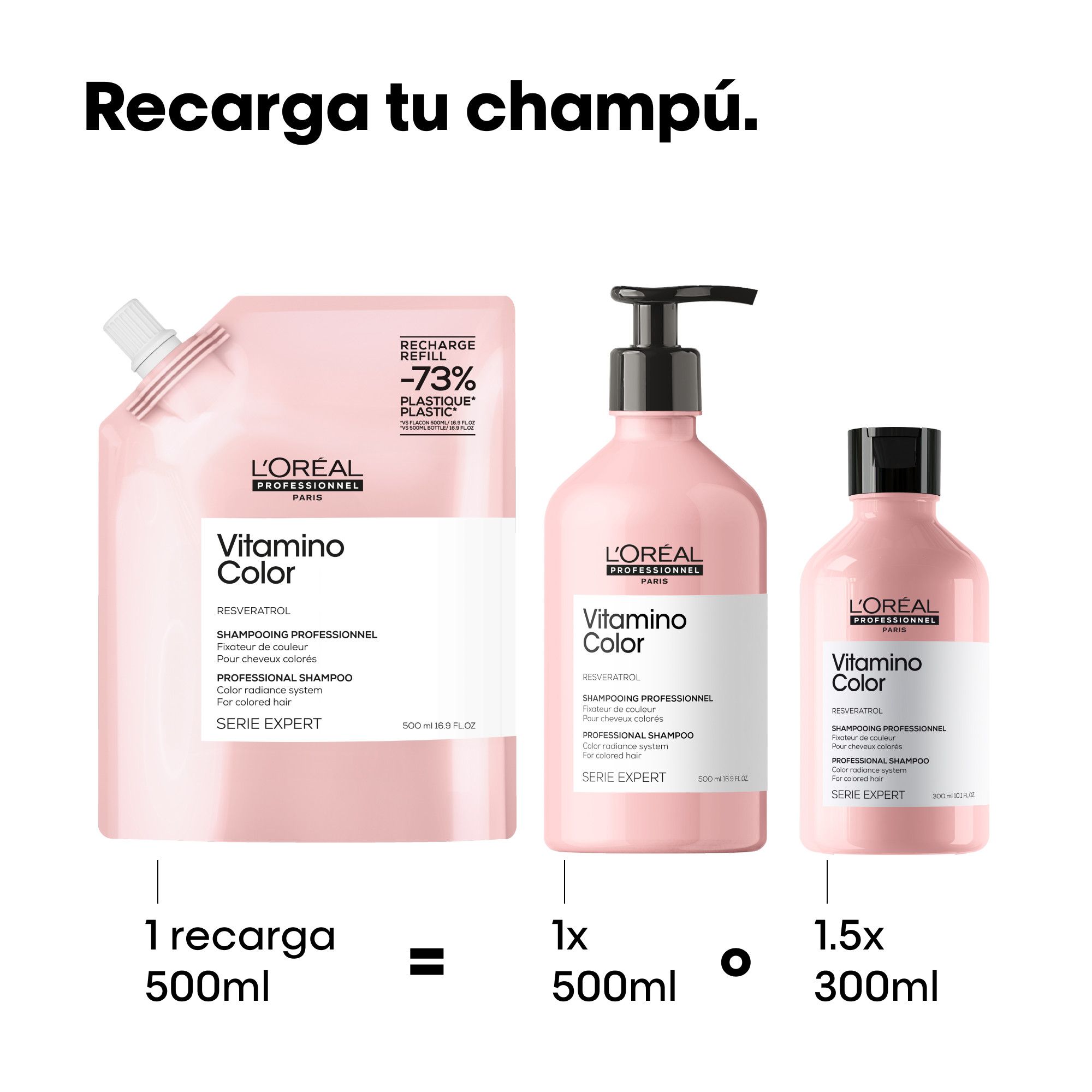 Serie Expert Vitamino Color Recharge šampon z resveratrolom za barvane lase Šamponi za salone