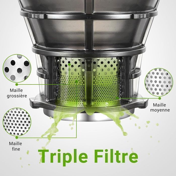 AMZCHEF Slowjuicer, 135 mm vulopening en 1,8 liter inhoud, sapcentrifuge voor hele groenten en fruit, 250W