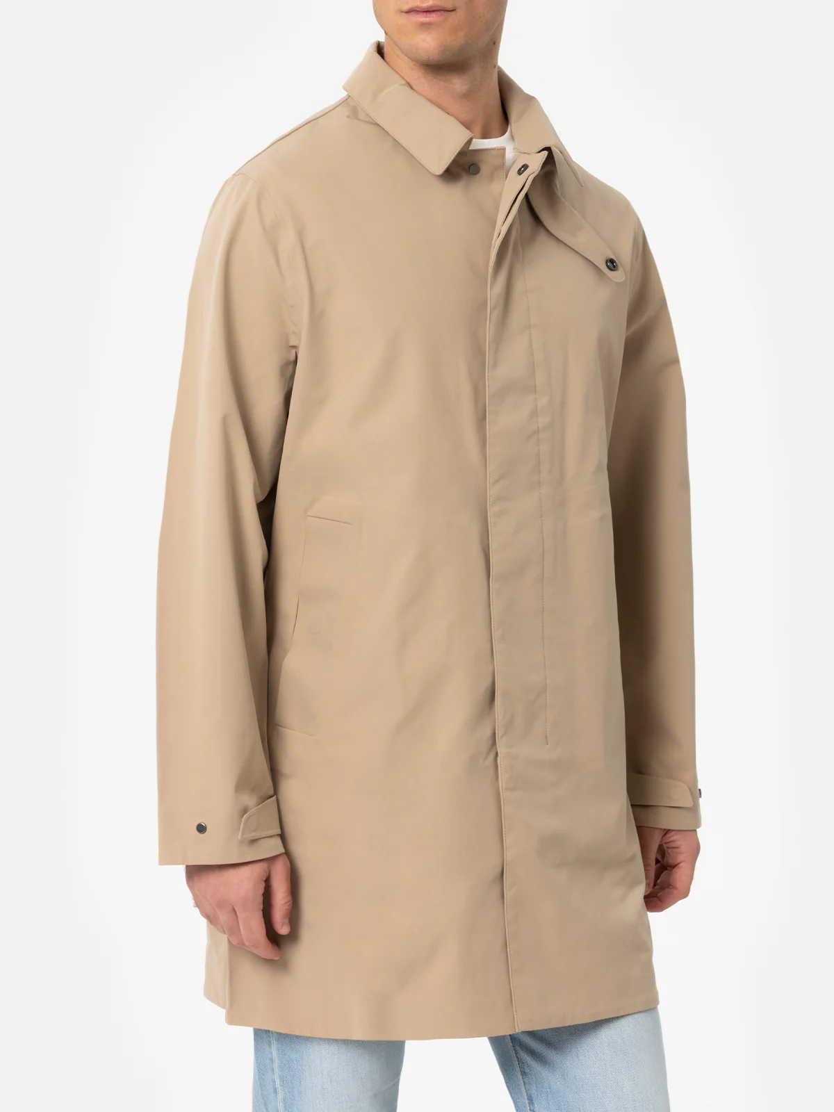 Elbert beige stretch trenchcoat met bies