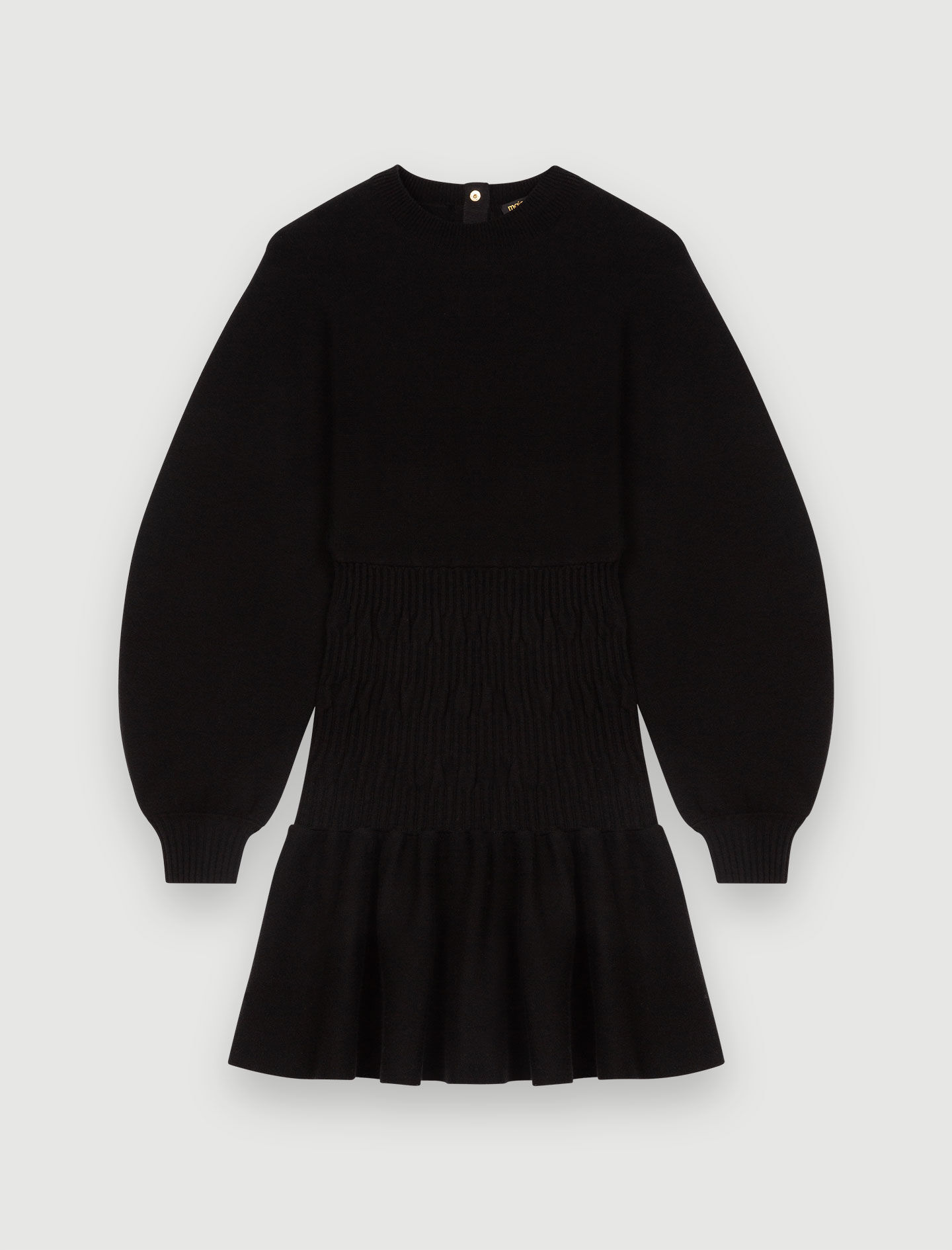 Rochie groasă tricotată cu volane - Negru