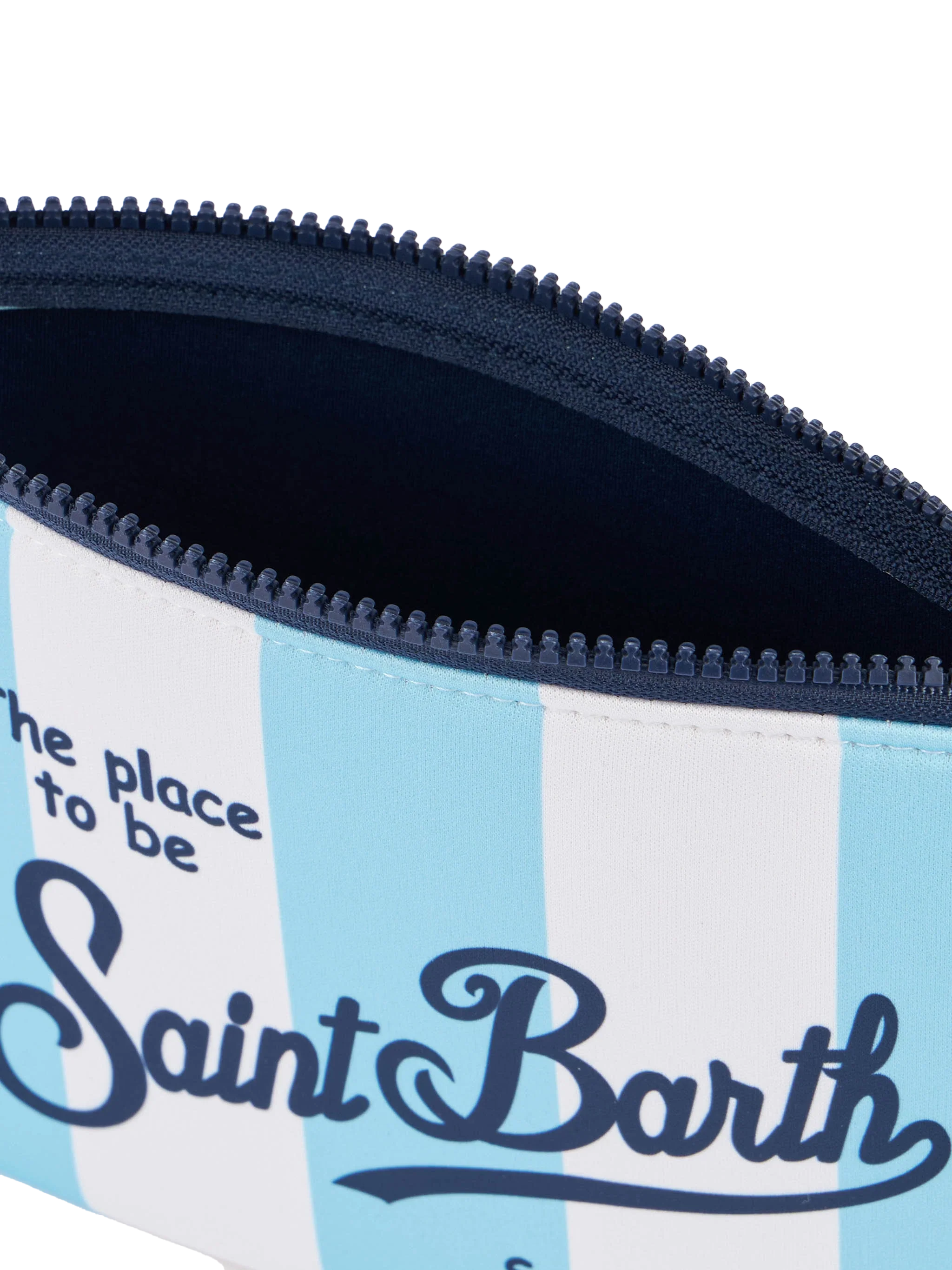 Aline scuba clutch tas met blauwe streepprint