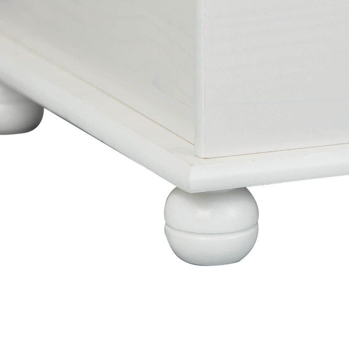KALISHA - Coffre à Jouets Bois Massif Vernis Blanc