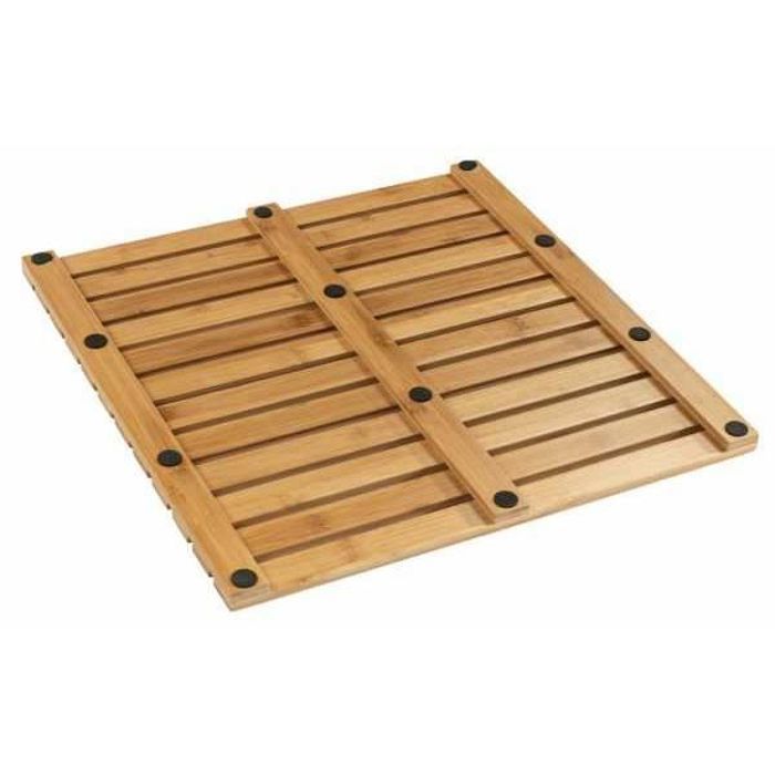 Tappetino da doccia in legno WENKO, tappetino da bagno in bambù, per interni ed esterni, bambù, 50x50 cm, marrone