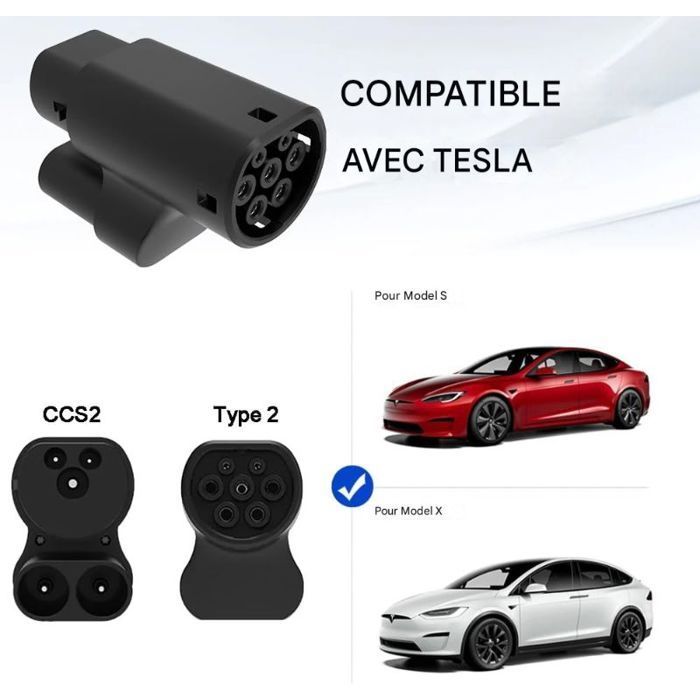Sähköajoneuvon lataussovitin - CDISPLAY - CCS2 - tyypin 2 lataussovitin, yhteensopiva Tesla Model 3/S/X/Y:n kanssa