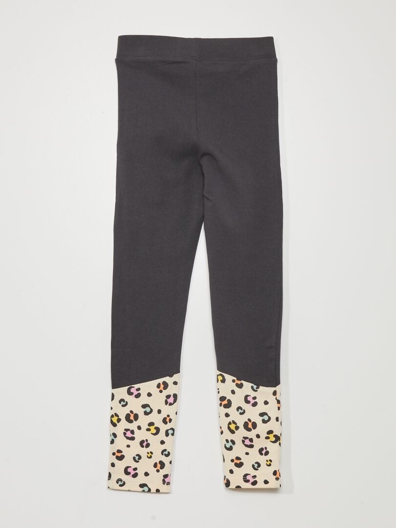 Jersey leggings met panty met luipaardprint - BEIGE