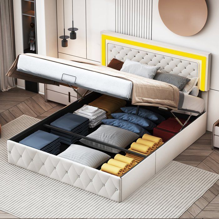 Cadre de lit,SUNFECILI,140x190 cm,tissu en velours,Beige