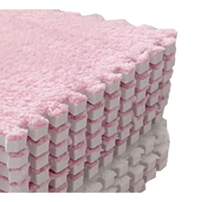 Alfombrilla de suelo de espuma afelpada entrelazada SURENHAP, 10 unidades, color rosa y blanco, para el cuidado de la primera infancia.