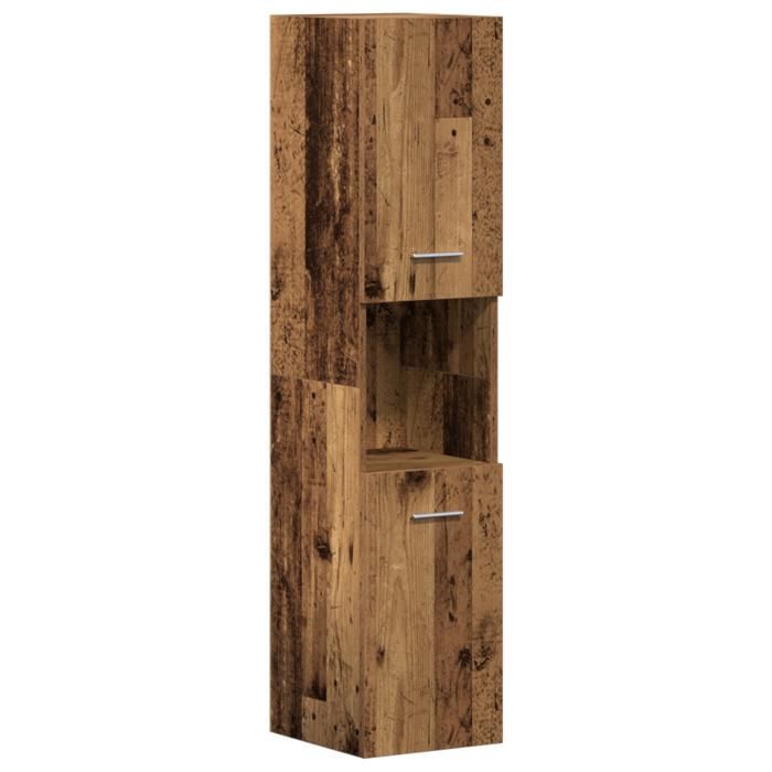 Ensemble de meubles de salle de bain - 4 pièces - Bois massif récupéré - Miroir inclus - Design rustique