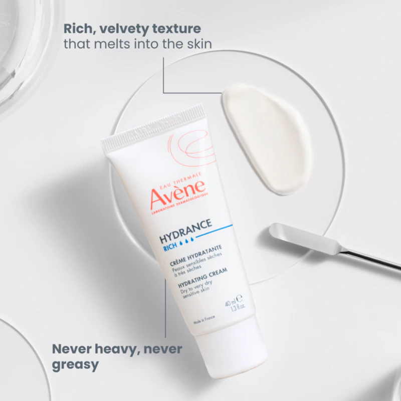 Avène Hydrance Rich Hydrating Cream, een hydraterende crème voor de droge en zeer droge huid.