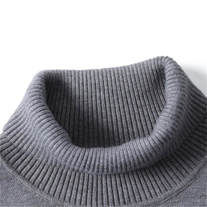 Maglione da uomo a collo alto, maniche lunghe, pullover casual, caldo e confortevole, tinta unita, autunno/inverno - azzurro