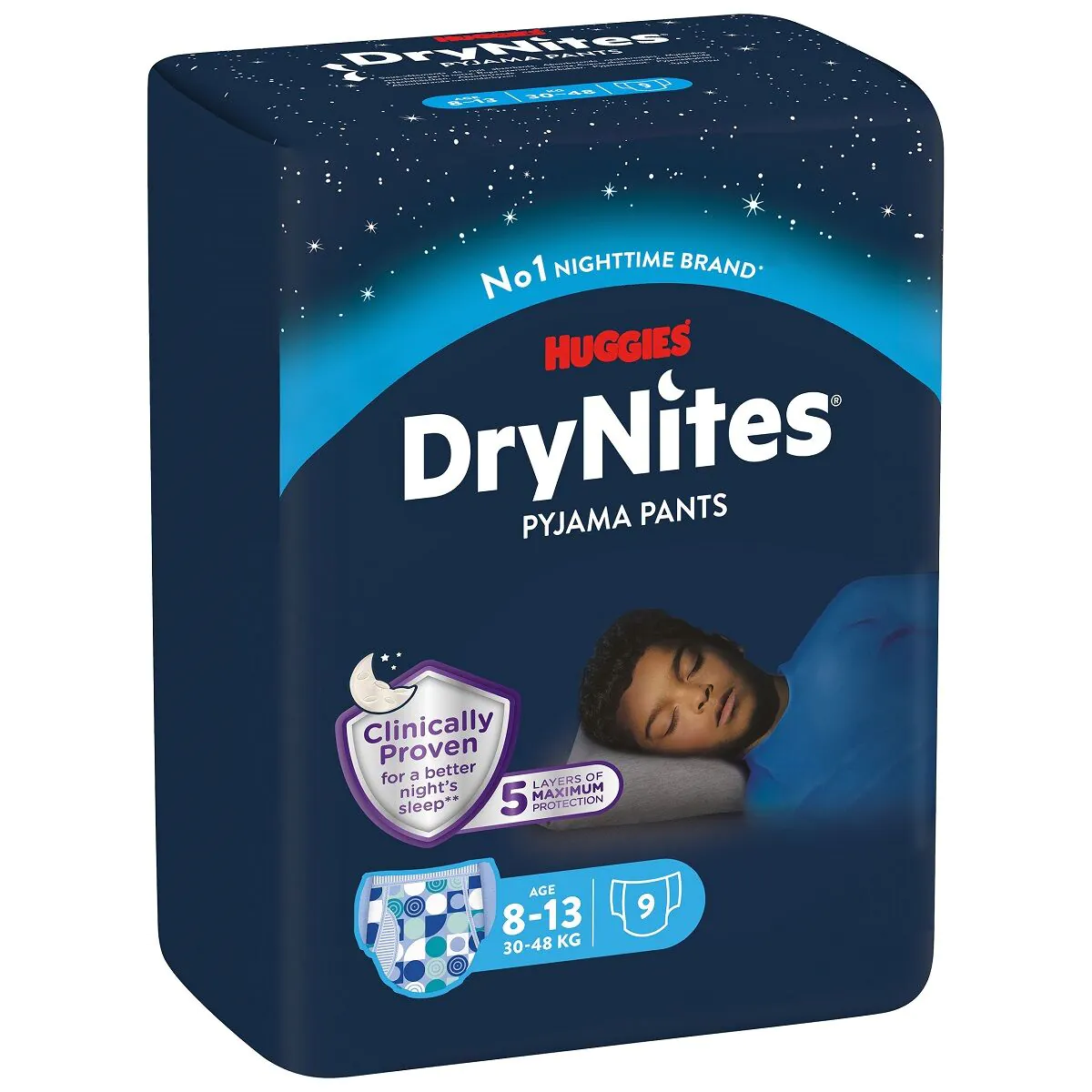 Huggies Dry Nites Boys (8-13 l) - superchłonne majteczki na noc 9 szt.