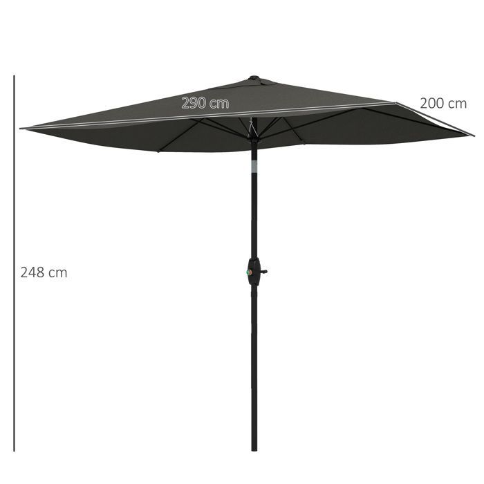 Outsunny - Parasol - Aluminium - 290x200x248cm - Grijs
