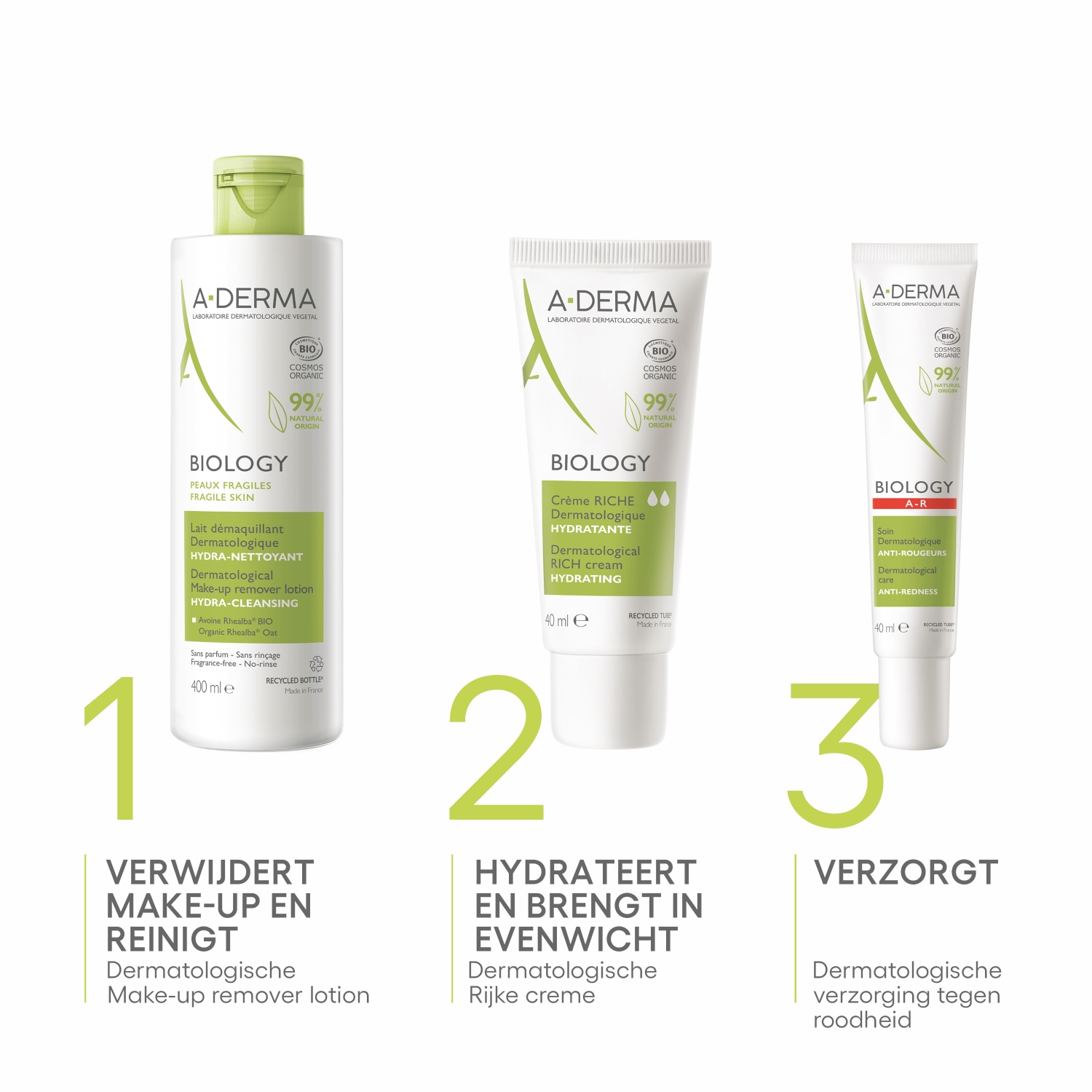 A-DERMA Sminkefjerner, biologisk dermatologisk sminkefjernerlotion – 400 ml
