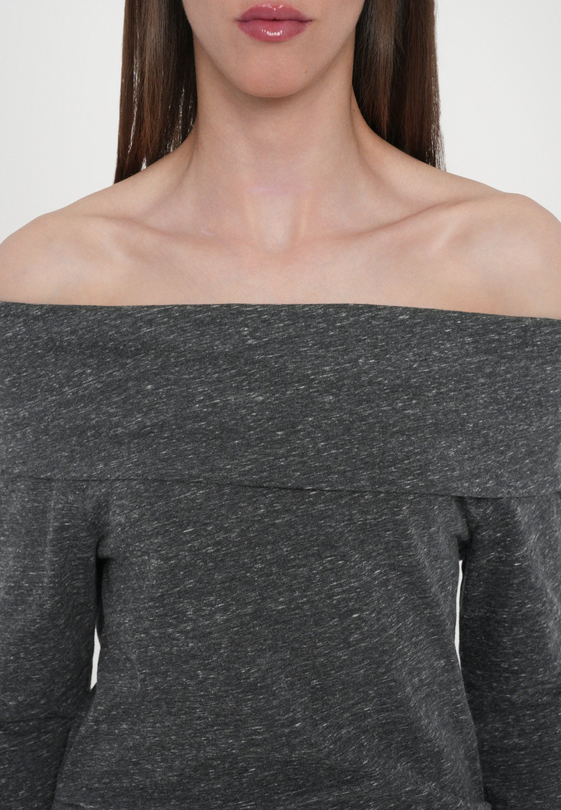 T-shirt asymétrique fermé à manches longues - gris foncé