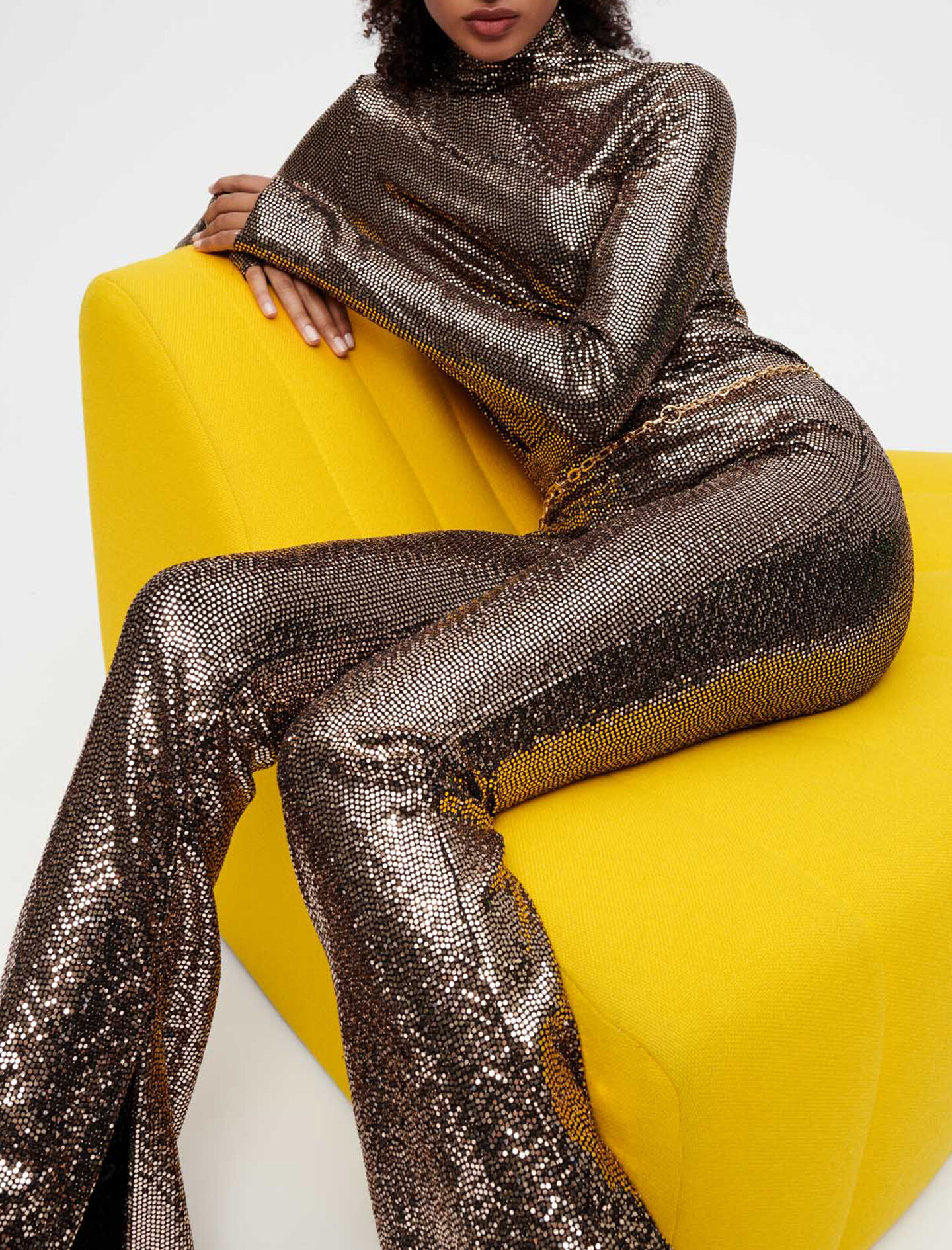 Stretch flared broek met pailletten - Dore