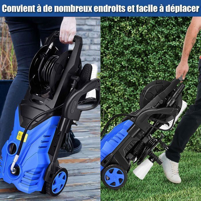 Hidrolimpiadora de alta presión COSTWAY de 140 bares con manguera flexible de 5 m, 300 l/h, boquilla Lotus, boquilla de alta presión y depósito de jabón azul.