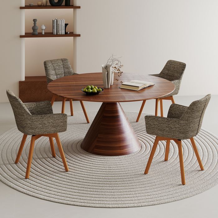 WAFTING Lot de 4 Chaises de Salle à Manger Pivotantes avec Accoudoirs, Fauteuil Rembourrée avec Dossier en coton, Marron
