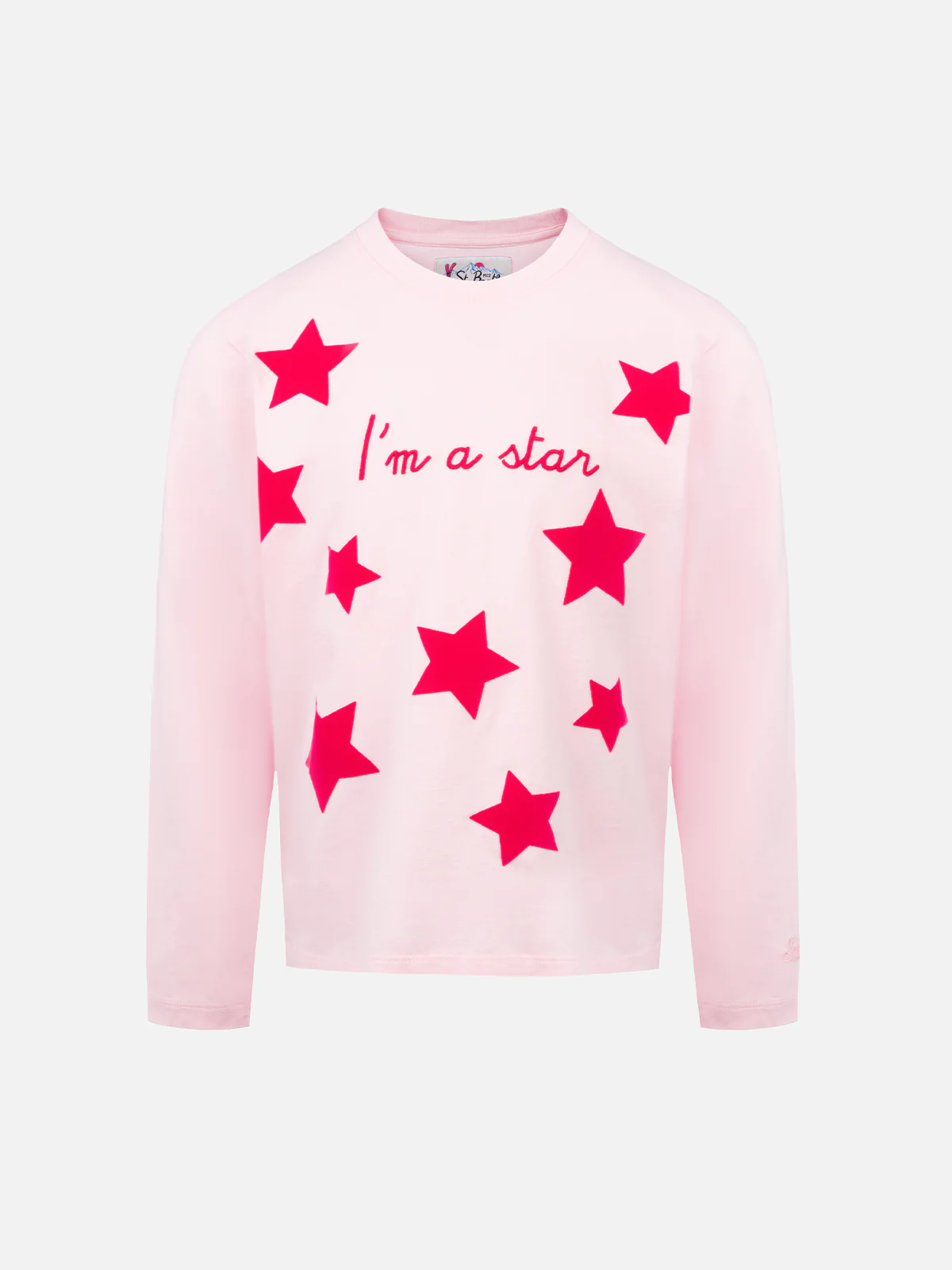 Roze T-shirt met lange mouwen van Penny Girls met 'I'm a Star'-borduurwerk.