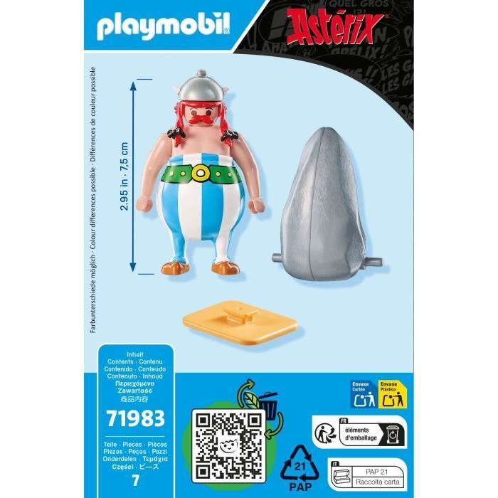 PLAYMOBIL 71983 Obelix e il suo menhir, Asterix, Personaggi dei fumetti, Età 5+