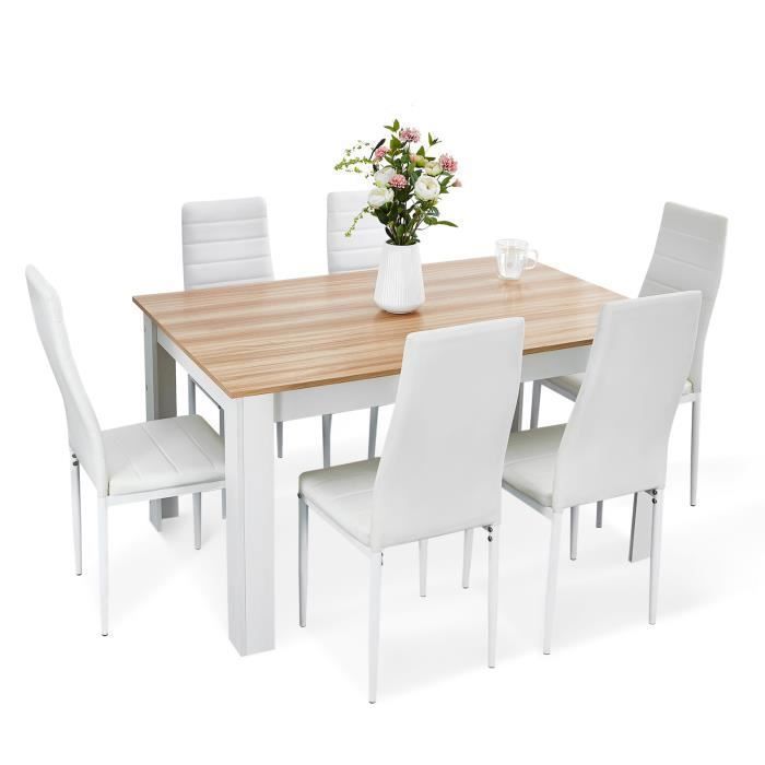 Mondeer - Ensemble table à manger avec 6 chaises, Table à Manger, Table à Cuisine, Pour Salle à Manger, Cuisine - Rouge