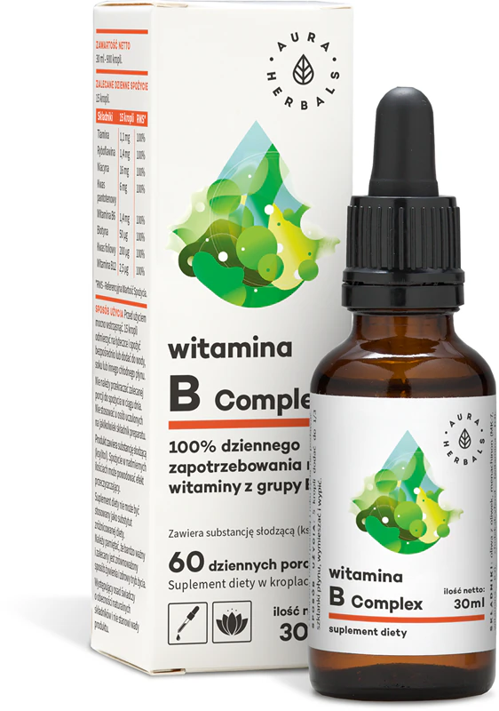 Výživový doplnok Aura Herbals s vitamínom B komplexom v kvapkách na podporu imunitného systému