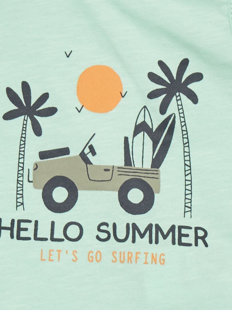 Bedrukte tanktop met drukknoopsluiting op de schouder - WIT