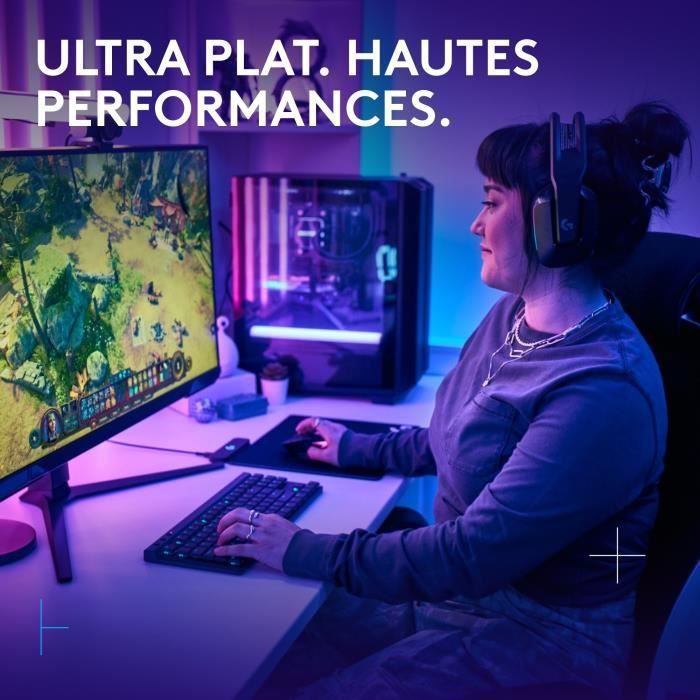 Clavier gamer - Sans fil - Logitech G - G515 TKL Lightspeed - AZERTY - Mécanique linéaire - Rétroéclairé - Noir