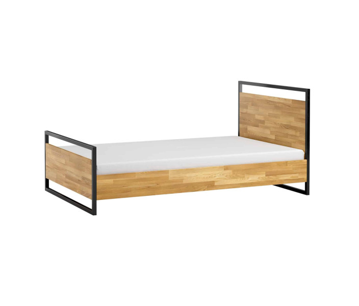 Łóżko pojedyncze z drewna i metalu w stylu loft 90x200cm