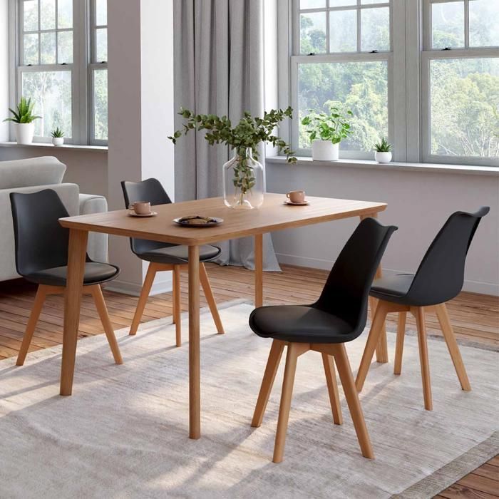 IDMARKET Lot de 4 chaises de salle à manger SARA scandinaves noir