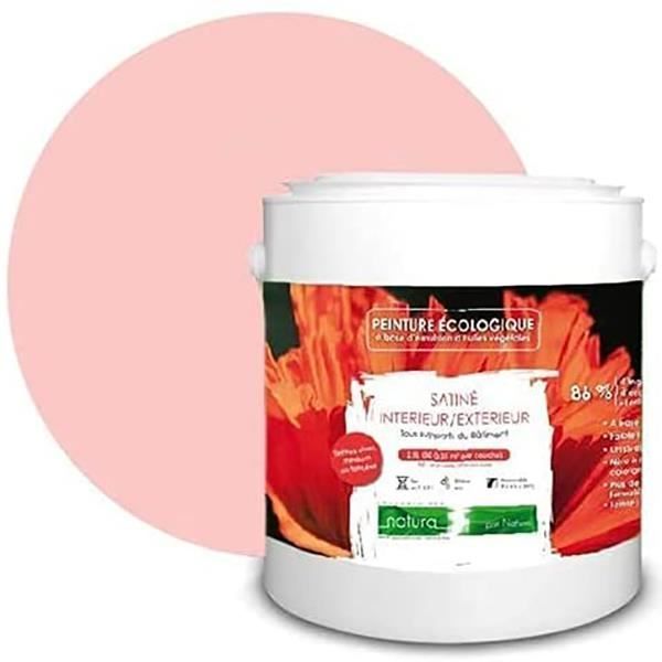 Natürliche, rosafarbene, umweltfreundliche Farbe für den Innen- und Außenbereich, mattes Finish – 2,5 l – 33 m²