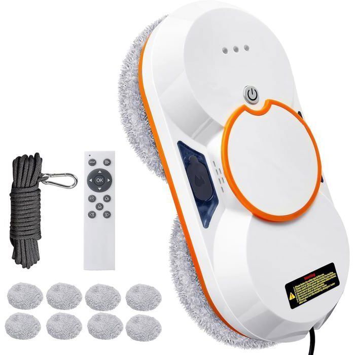 Robot laveur de vitre 3800Pa – avec télécommande, réservoir 60ml, 3 modes, détection automatique, sécurité anti-chute