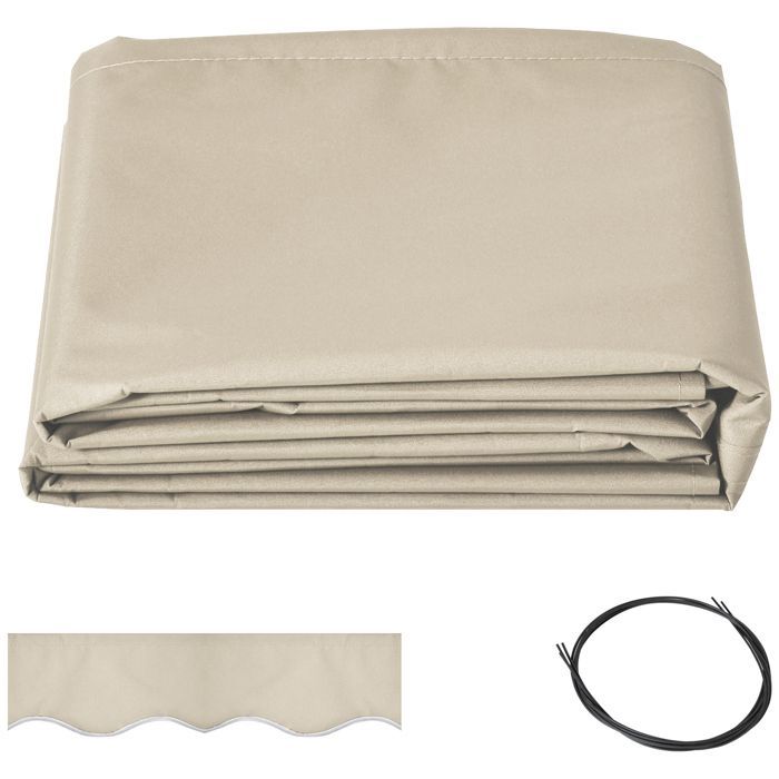 Tela de repuesto para toldo - Outsunny - cenefa de ondas suaves - poliéster de alta densidad 280 g/m² resistente a los rayos UV - 2,82 x 2,4 m - color crema