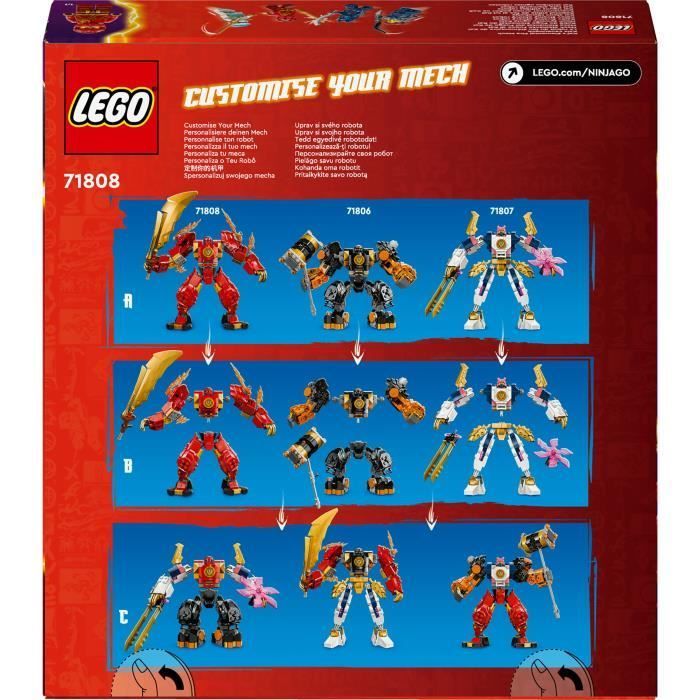 LEGO® 71808 NINJAGO Mech di fuoco elementale di Kai, giocattolo ninja con personaggio personalizzabile più minifigure di Kai e Zane