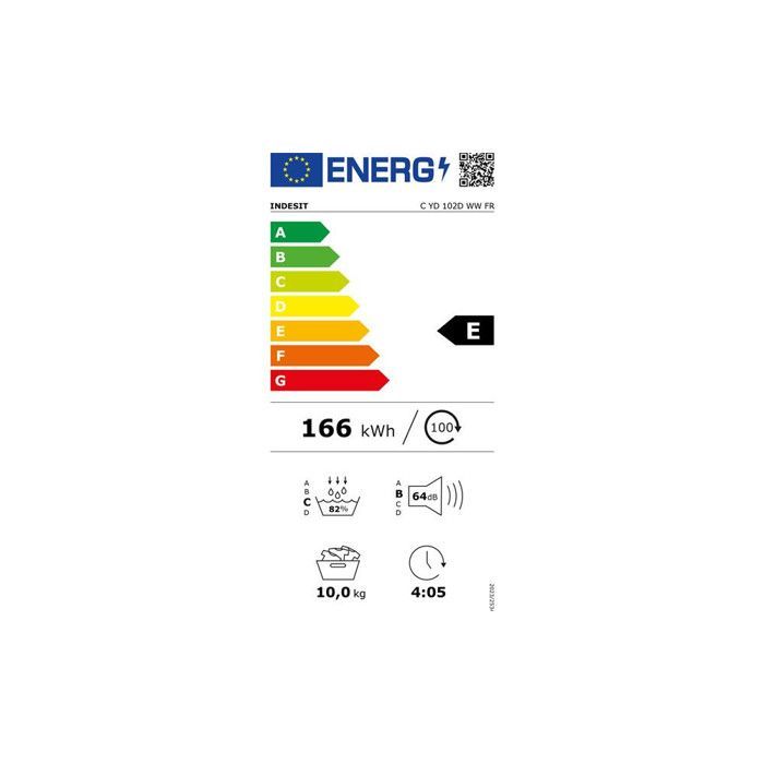 Asciugatrice a pompa di calore Indesit CYD102DWWFR - 10 kg - Interfaccia a piccole cifre