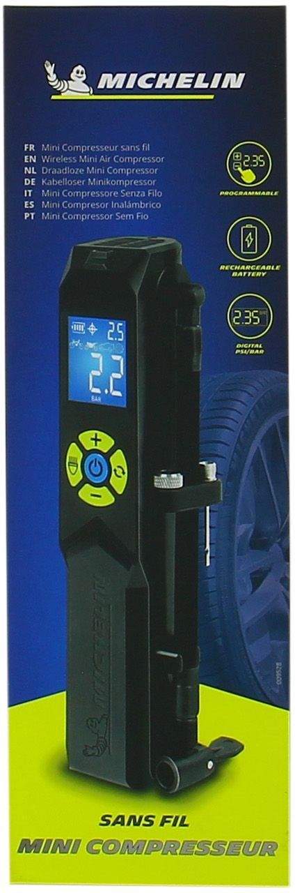 Mini compressore senza fili - MICHELIN - Pompa elettrica - Manometro digitale - 10 bar - Ricaricabile tramite USB