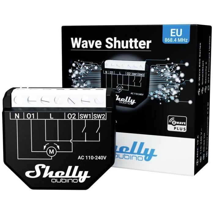 Actionneur de volet roulant - SHELLY - Wave Z-Wave+ - Electrique filaire - Noir - Commande à distance