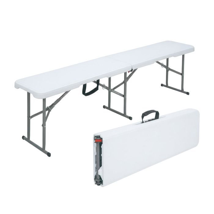 Folding bench 183 × 28 × 43 cm, White, weather resistant - Practical for garden & patio