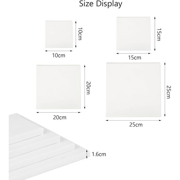 Juego de 12 lienzos para pintar - Blanco - 4 tamaños - Lienzos para dibujo para pintura acrílica, al óleo y gouache