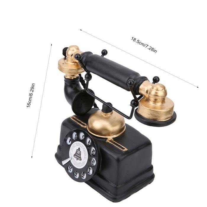 Vintage-Retro-Telefon mit Schnur und Festnetzanschluss, Dekoration für Zuhause oder Büro, schwarz
