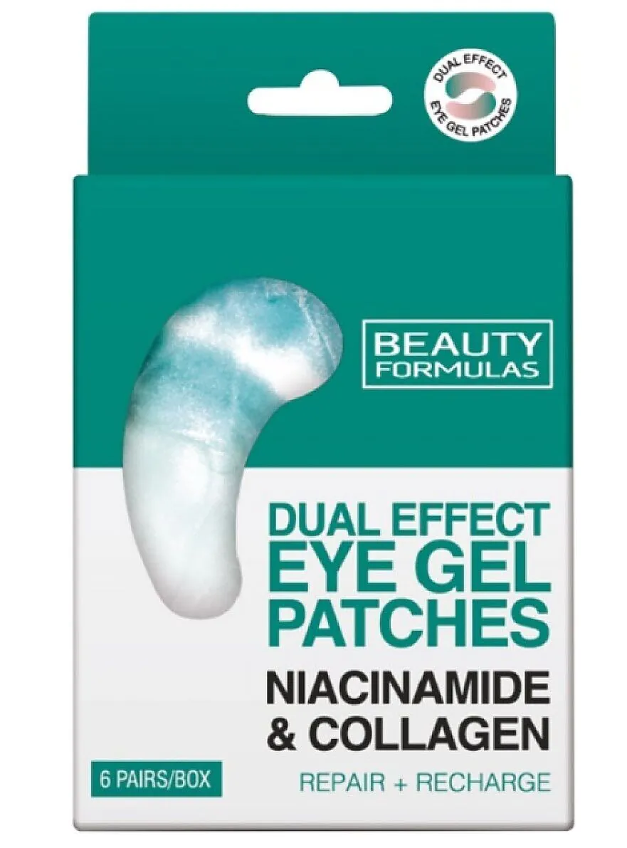 Beauty Formulas Żelowe płatki pod oczy Podwójny Efekt Niacynamid & Kolagen