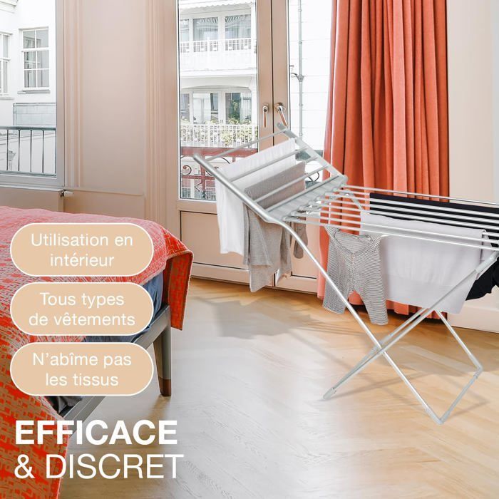 Séchoir Électrique XXL 1,6m - 230W - Température 45-55°C - Séchage Rapide Jusqu'à 15kg - Câble 1,4m - Idéal pour Intérieur