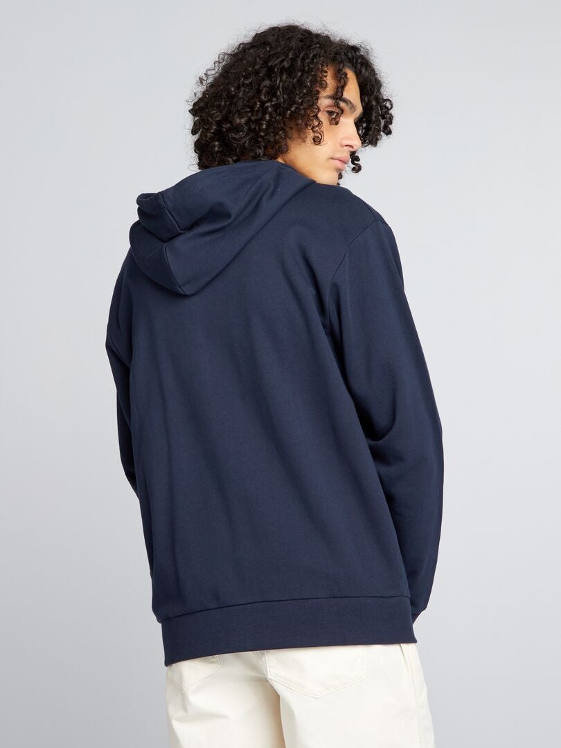 Effen hoodie met rits - BLAUW
